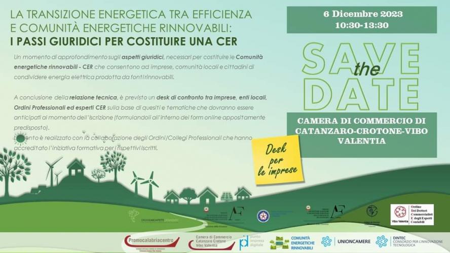 Webinar “la transizione energetica tra efficienza e comunità energetiche rinnovabili: i passi giuridici per costituire una CER”