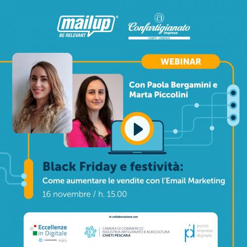 Black Friday e festività, come aumentare le vendite con l'Email Marketing: il webinar gratuito, giovedì 16 novembre