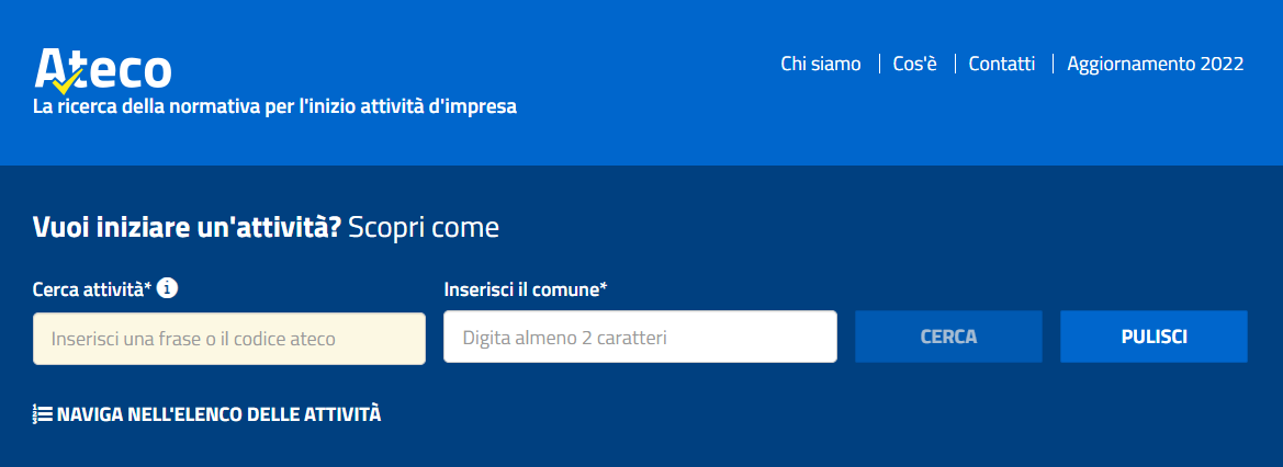 Ateco: la ricerca della normativa per l'inizio attività d'impresa