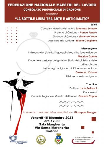 Locandina seminario “La sottile linea tra arte e artigianato”