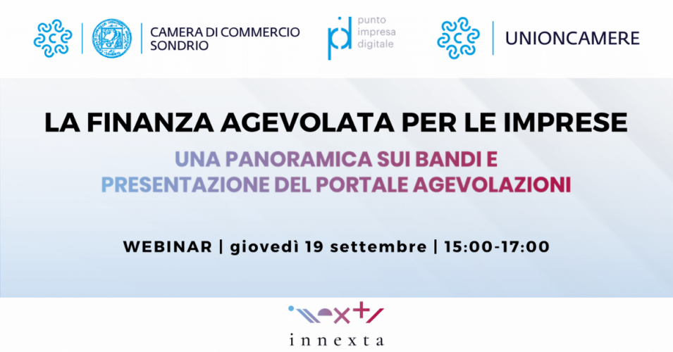 Banner evento La finanza agevolata per le imprese